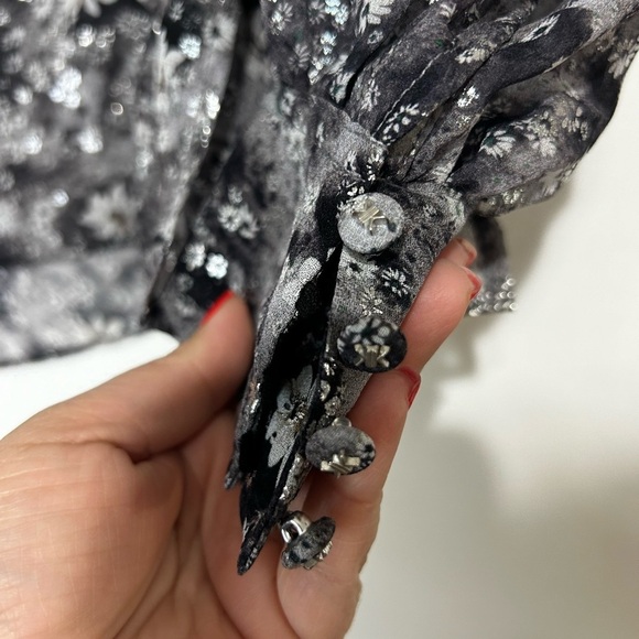 The Kooples Paris Women's Long Sleeve Button Down Floral Ruffle Blouse EU 2/ S - Picture 6 of 12